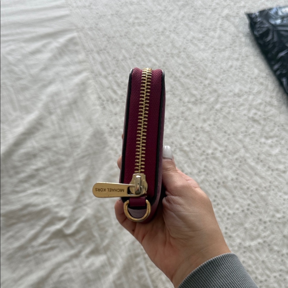 Michael Kors Plum Saffiano Zip Around Wallet with Gold Plate - Picture 6 of 6